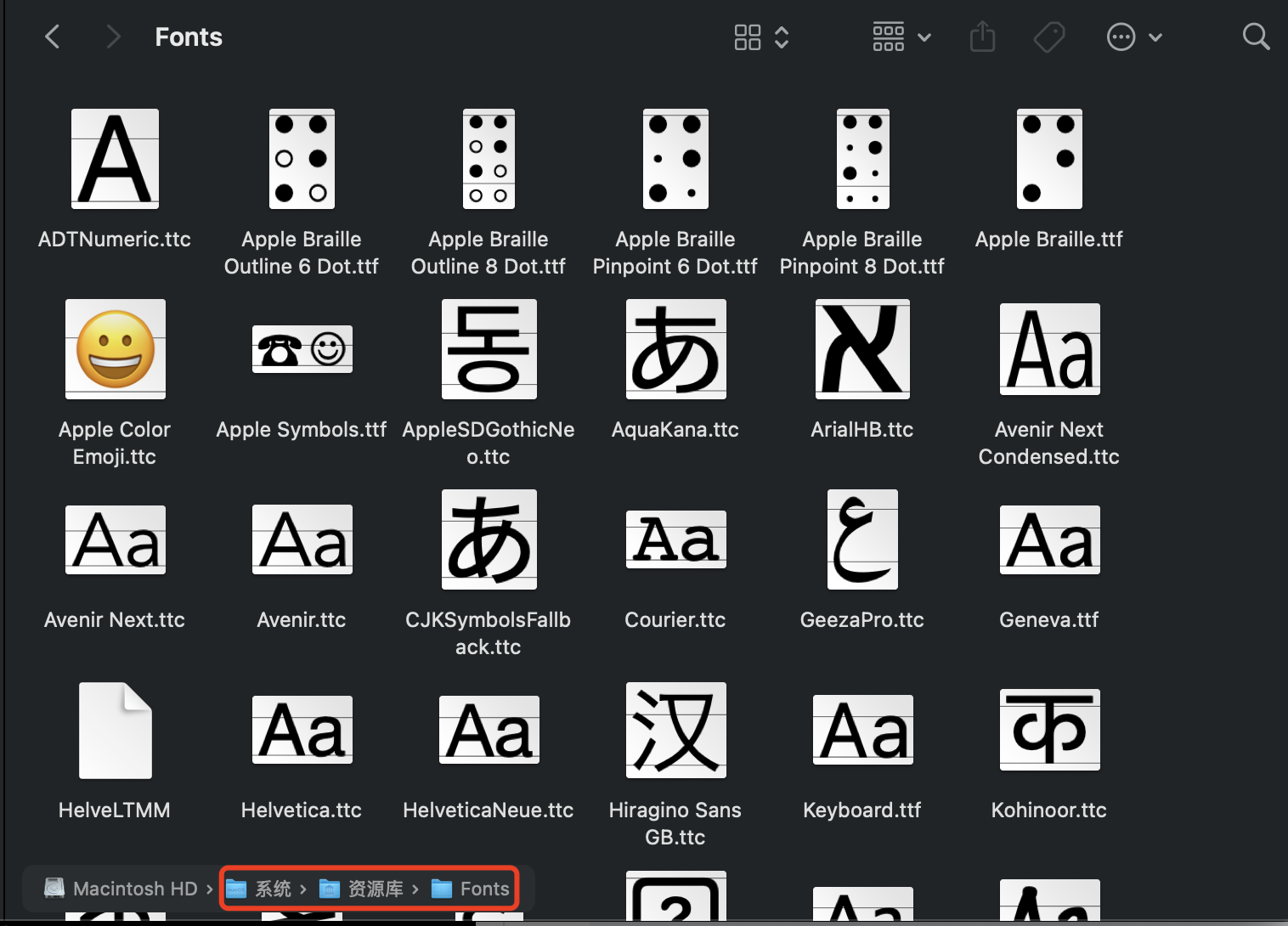 Mac 系统字体位置